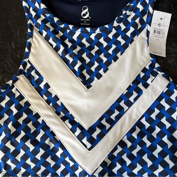 Lou & Grey Chevron Softsculpt Racerback Blue/white/black Bralette XS NWT - Picture 8 of 13